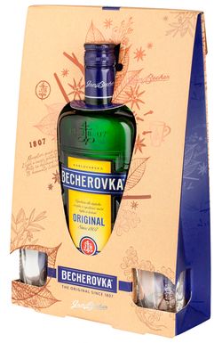 Becherovka 0,7l 38% + 2x sklo GB